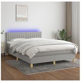  Krevet box spring s madracem LED svjetlosivi 140x200 cm tkanina | shoptok.hr