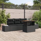 vidaXL Vrtni set sofa Set od 5 Crna Ratan, Tkanina Cijene