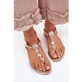 Boto Women's sandals on flat heels with crystals gold Fiolalia | Shoptok.si