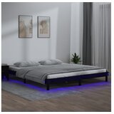  Okvir za krevet crni 200 x 200 cm od masivnog drva | shoptok.hr