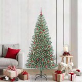 vidaXL Umjetno Božićno Drvo s Snježnim Flokom i LED Svjetlom 210 cm | shoptok.hr