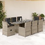vidaXL 9-dijelni vrtni blagovaonski set od poliratana s jastucima sivi | shoptok.hr