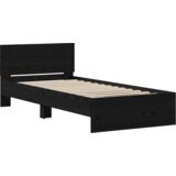 vidaXL Posteljni okvir s hrbtom Črna hrastovina 90x200 cm Umetna masa | Shoptok.si