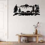 Wallxpert metalni zidni ukras 5328, bizoni u planinskom pejzažu sa šumom, 117 x 51 cm, crni | Eponuda.com
