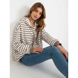 Fashion Hunters Brown-white loose striped hoodie Cene