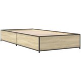 vidaXL Posteljni okvir sonoma hrast 100x200 cm inž. les in kovina, (21128194) Cene