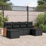 vidaXL 6-dijelni set vrtnih sofa s jastucima crni od poliratana | shoptok.hr