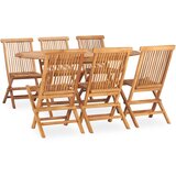 The Living Store Zložljiva zunanja jedilna garnitura 7-delna iz trdne tikovine - Zunanja Jedilna Garnitura, (21425181) Cene