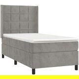 Box spring postelja z vzmetnico svetlo siva 80x200 cm žamet, (20893118) | Shoptok.si