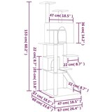  Mačje drevo s praskalniki iz sisala svetlo sivo 153 cm, (20796960) | Shoptok.si
