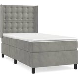 vidaXL Box spring postelja z vzmetnico svetlo siva 90x200 cm žamet, (20790017) Cene