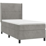 Box spring krevet s madracem svjetlosivi 90x190 cm baršunasti | shoptok.hr
