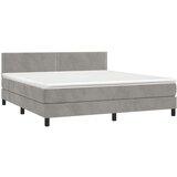  Box spring postelja z vzmetnico LED svetlo siva 180x200cm žamet, (20901045) | Shoptok.si