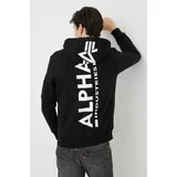Alpha Industries Pulover moška, črna barva, s kapuco