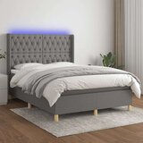  Krevet box spring s madracem LED tamnosivi 140x190 cm tkanina Cijene