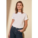Trendyol White Straight Collar Basic Knitted T-shirt Cene