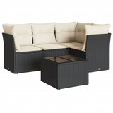  5-dijelna vrtna garnitura od poliratana s jastucima crna 179 x 124 x 69 cm | Shoptok.si