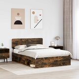vidaXL Konstrukcija postelje z vzglavjem Dimljeni oreh 150 x 200 cm, (5000102771) | Shoptok.si