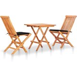 vidaXL 3-dijelni bistro set s crnim jastucima od masivne tikovine Cijene