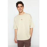 Trendyol Plus Size Stone Men's Oversize/Wide Cut 100% Cotton Dinosaur Embroidery Comfortable T-Shirt Cene