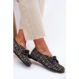 Laura Messi Leather Ballet Flats With Bow 2921 Black Cene