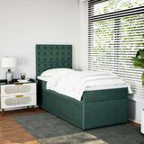 vidaXL Box spring postelja z vzmetnico temno zelen 90x190 cm žamet, (21307478) | Shoptok.si