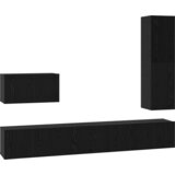 vidaXL Set TV komoda s policom Ostalo s pohranom s vratima 4 pcs Crni hrast 30.5 x 30 x 110 cm | shoptok.hr