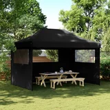 vidaXL Zložljivi pop-up šotor za zabave 3 stranice črna