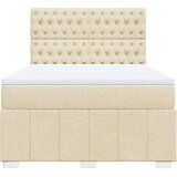 vidaXL Box spring postelja z vzmetnico krem 140x200 cm blago | Shoptok.si