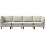  Set namještaja za dnevni boravak s jastukom 4 pcs Krem Baršun | shoptok.hr