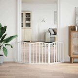 vidaXL Vrata za pse zložljiva 3 paneli bela 150 cm topolovina | Shoptok.si