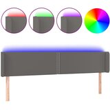 Maison Chic led posteljno vzglavje - vzglavna omarica - nočna omarica sivo 183x16x78/88 cm umetno usnje, (21710756) | Shoptok.si