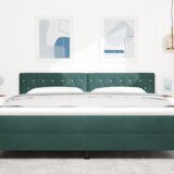  LED uzglavlje s kristalnim dugmadi tamno zelena 90 cm baršun | shoptok.hr