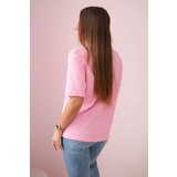 Kesi Cotton blouse with heart print in light pink color | shoptok.hr