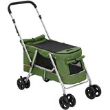 Sklopiva kolica za pse zelena 100x49x96 cm od lanene tkanine | Eponuda.com