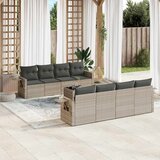 Maison Chic Seti vrtnega pohištva - Vrtna garnitura - Vrtni pohištvo set 9-delna z blazinami sv. siv poli ratan, (21797161) | Shoptok.si