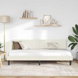  Kutni okvir kreveta s uzglavljem Krema 100 cm x 200 cm Baršun | shoptok.hr