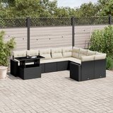 vidaXL 10-dijelni set vrtnih sofa s jastucima crni od poliratana | shoptok.hr