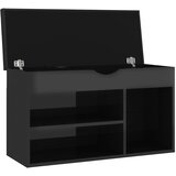  Klupa za cipele s jastukom sjajna crna 80 x 30 x 47 cm drvena | shoptok.hr
