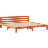  Posteljni okvir brez vzmetnice vošč. rjav 200x200 cm borovina, (21610792) | Shoptok.si