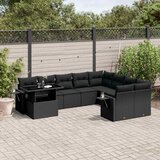  10-dijelni set vrtnih sofa s jastucima crni od poliratana Crna 100 x 55 x 73 cm | shoptok.hr