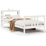 Maison Chic Posteljni okvir - Enojna postelja - Postelja za odrasle z vzglavjem brez vzmetnice bel 90x200 cm, (21695437) | Shoptok.si