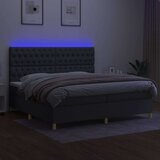  Box spring postelja z vzmetnico LED temno siva 200x200 cm blago, (20727315) | Shoptok.si