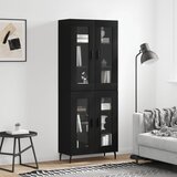 vidaXL Visoka komoda črna 69,5x34x180 cm inženirski les Cene
