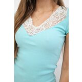 Kesi Blouse with lace neckline mint | shoptok.hr
