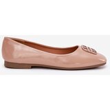 VINCEZA Lacquered Elegant Women's Ballet Flats With Decorative Detail Beige 17377 | shoptok.hr
