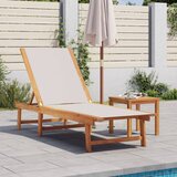 Maison Chic Ležalnik - Sončna ležalnik z mizico siv trden akacijev les in tekstilen, (22043090) | Shoptok.si