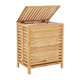 Kondela Košara za perilo, naravni bambus/bela, MENORK | Shoptok.si