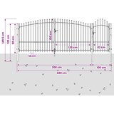  Vrtna vrata s zaključavanjem Woerden Siva 100 x 400 cm Čelik | shoptok.hr