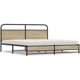 Metalni Kovinski posteljni okvir brez vzmetnice sonoma hrast 183x213 cm, (21608680) | Shoptok.si